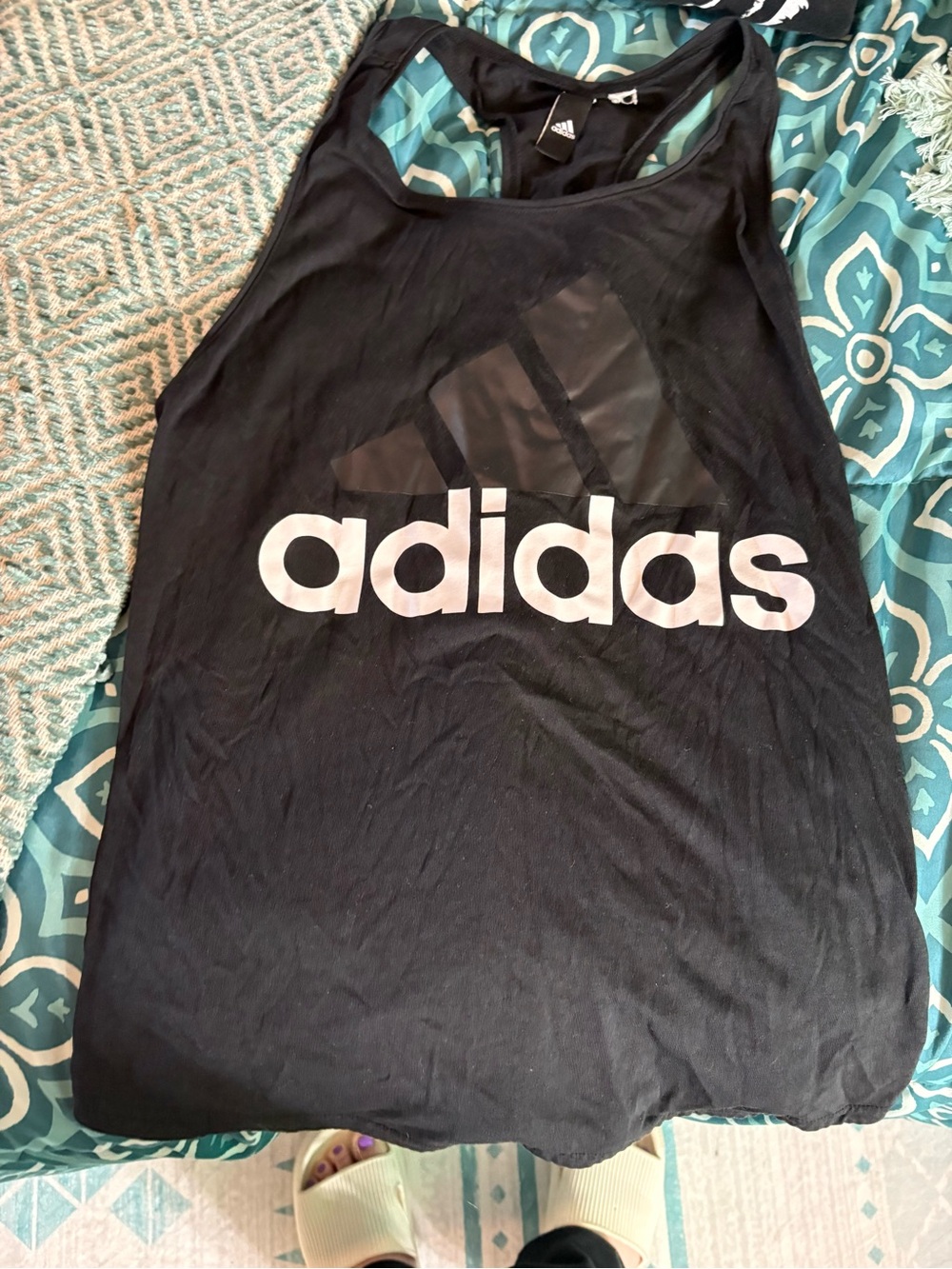 adidas Black Tank with White Logo Kids One-Piece
